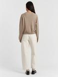Chinti & Parker Cropped Boxy Wool Rich Cardigan, Warm Oatmeal