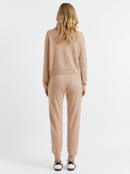 Chinti & Parker Wool Rich Cuffed Joggers, Warm Oatmeal - view 2, Warm Oatmeal