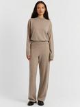 Chinti & Parker Cashmere Rich Wide Leg Joggers, Warm Oatmeal