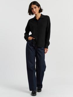 Chinti & Parker Collared Cashmere Rich Shirt, Black