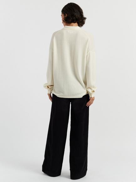 Chinti & Parker Collared Cashmere Rich Shirt - view 2, Cream