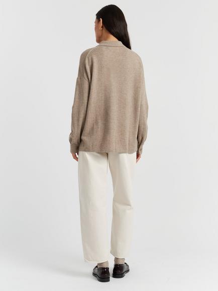 Chinti & Parker Collared Cashmere Rich Shirt - view 2, Warm Oatmeal