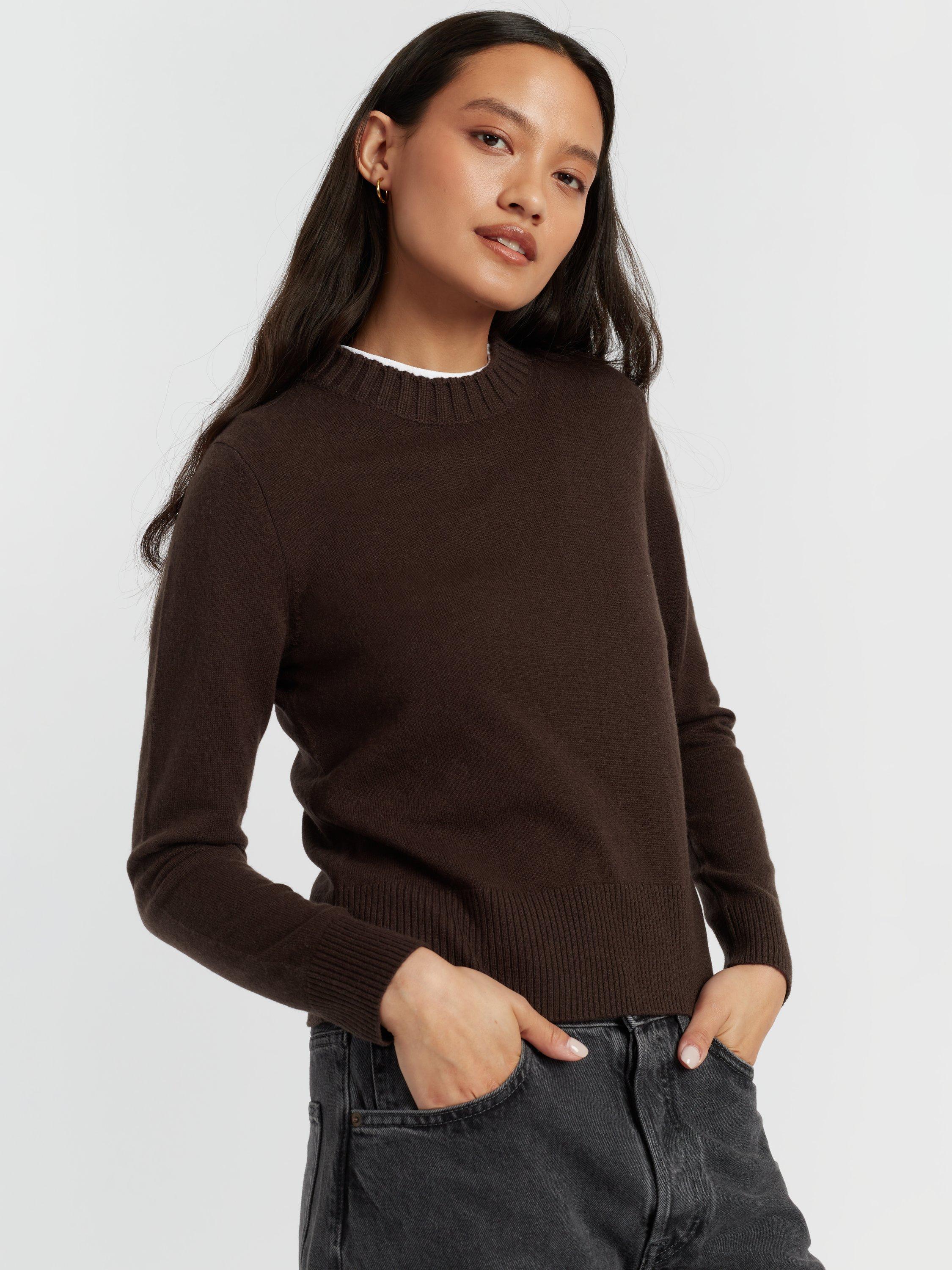 Product image 3 of 4, which shows Chinti & Parker Cropped Wool & Cashmere Blend Sweater, Chocolate, XS