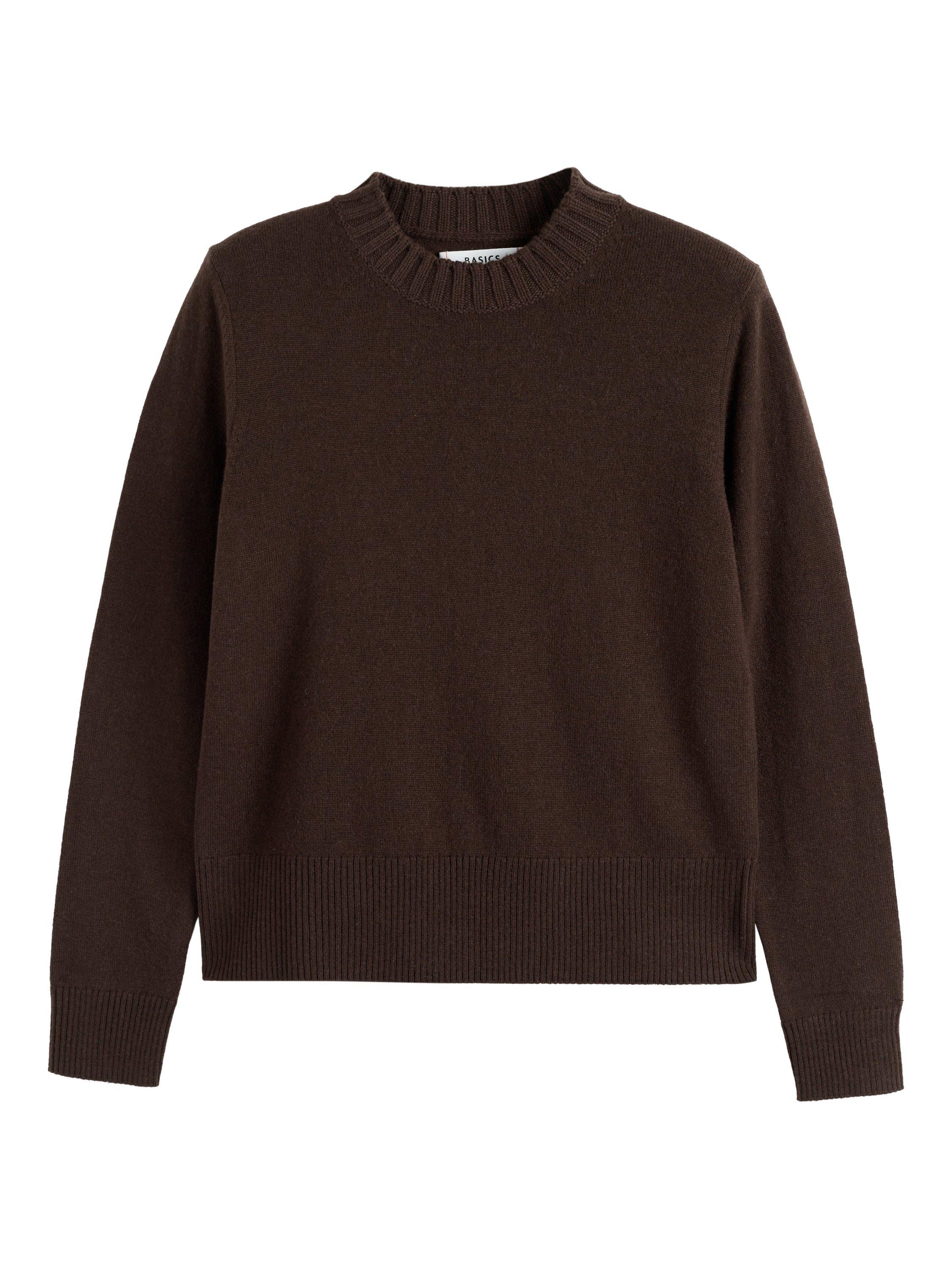 Product image 4 of 4, which shows Chinti & Parker Cropped Wool & Cashmere Blend Sweater, Chocolate, XS