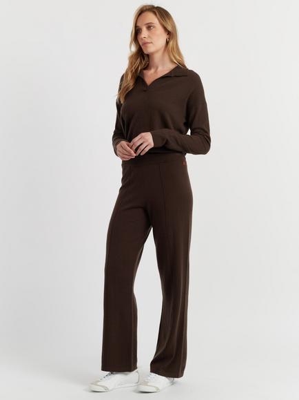 Chinti & Parker Wool Rich Wide Leg Joggers, Chocolate, Chocolate
