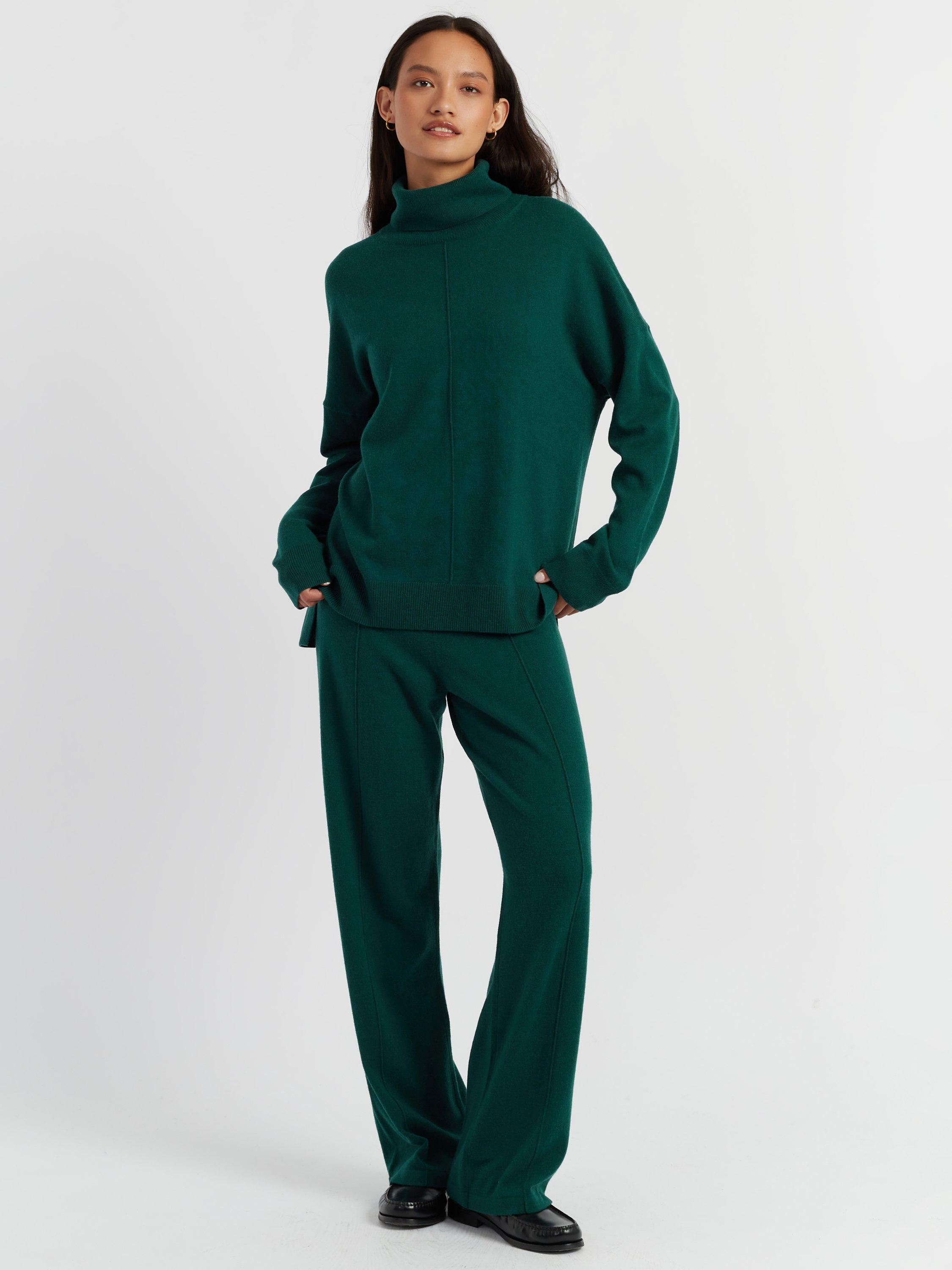 Product image 1 of 4, which shows Chinti & Parker Relaxed Roll Neck Cashmere Jumper, Emerald, XS