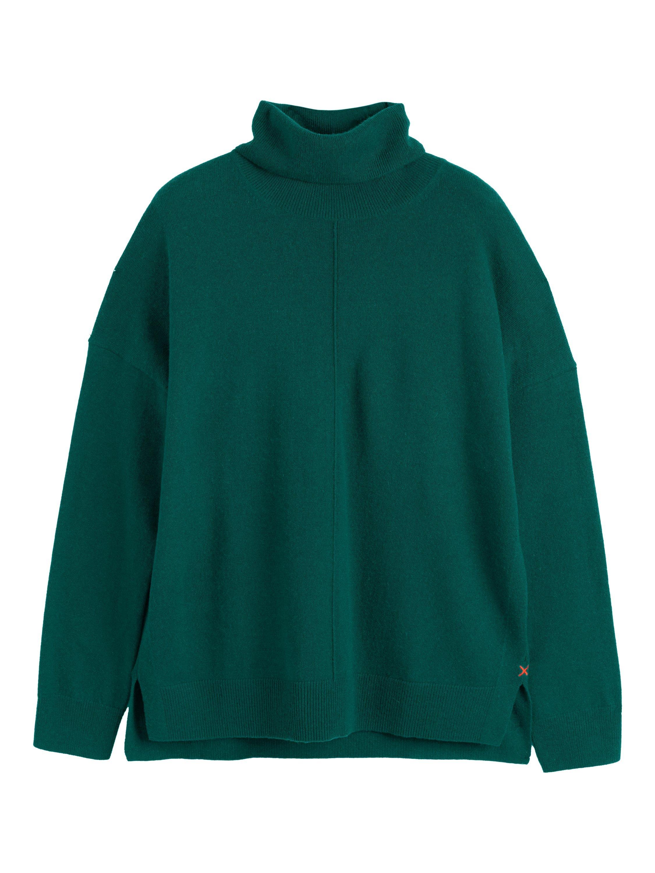 Product image 4 of 4, which shows Chinti & Parker Relaxed Roll Neck Cashmere Jumper, Emerald, XS