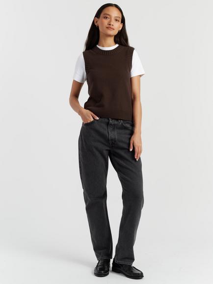 Chinti & Parker Basics Wool & Cashmere Blend Round Neck Tank Top, Chocolate, Chocolate