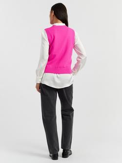 Chinti & Parker Basics Wool & Cashmere Blend Round Neck Tank Top, Hot Pink - view 2, Hot Pink