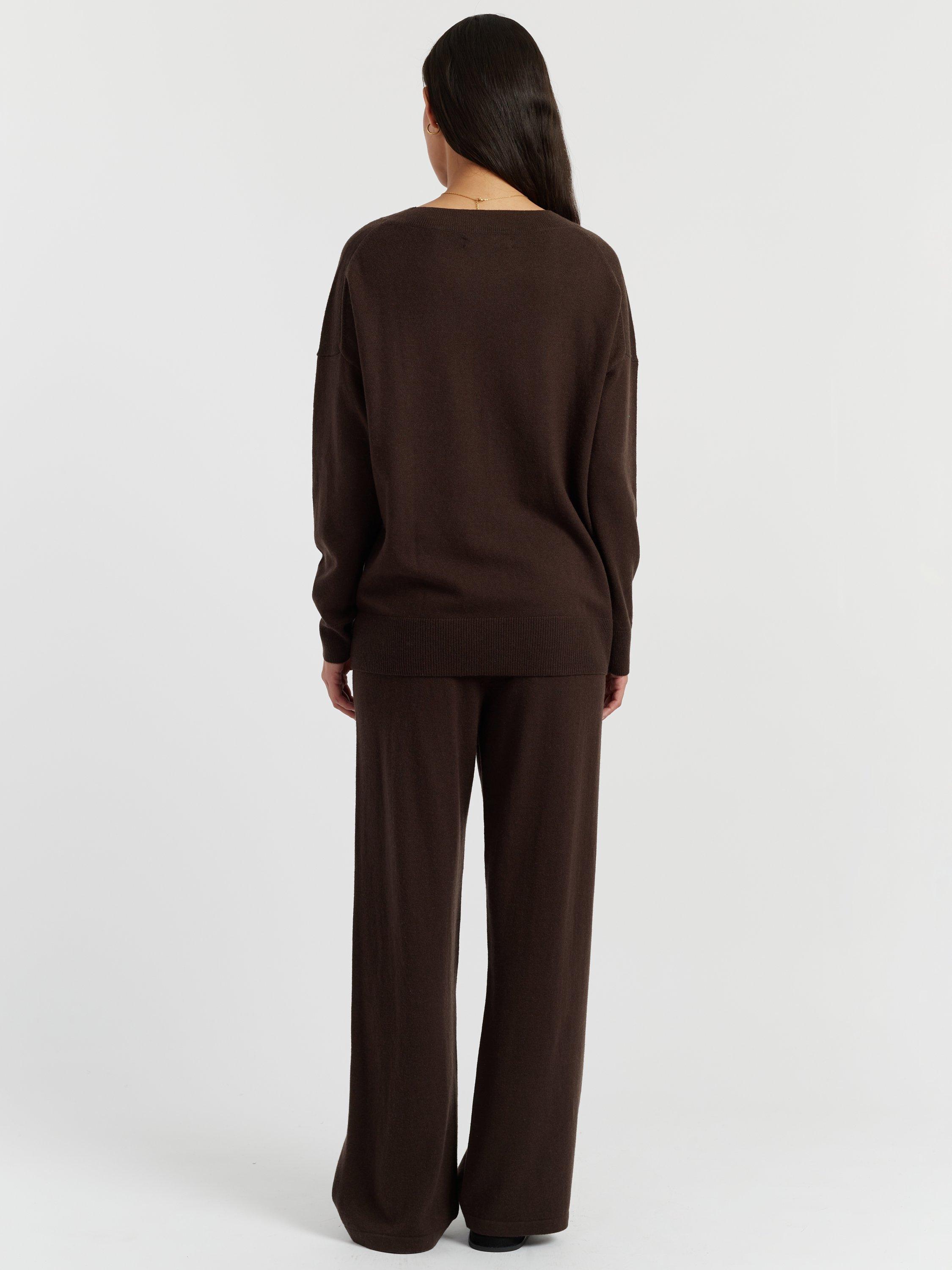 Product image 2 of 4, which shows Chinti & Parker Basics Cashmere Slouchy Jumper, Chocolate, XS