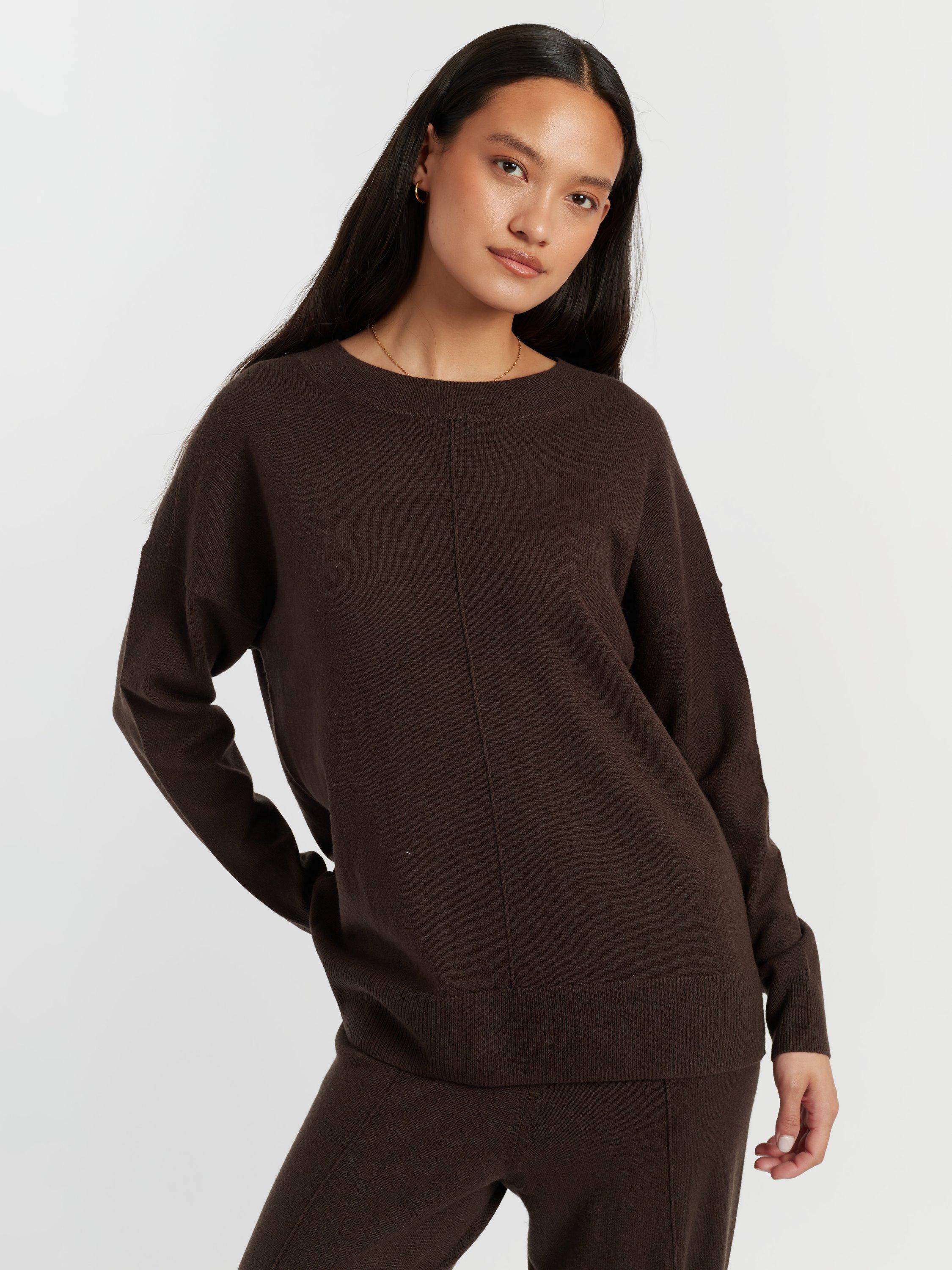 Product image 3 of 4, which shows Chinti & Parker Basics Cashmere Slouchy Jumper, Chocolate, XS