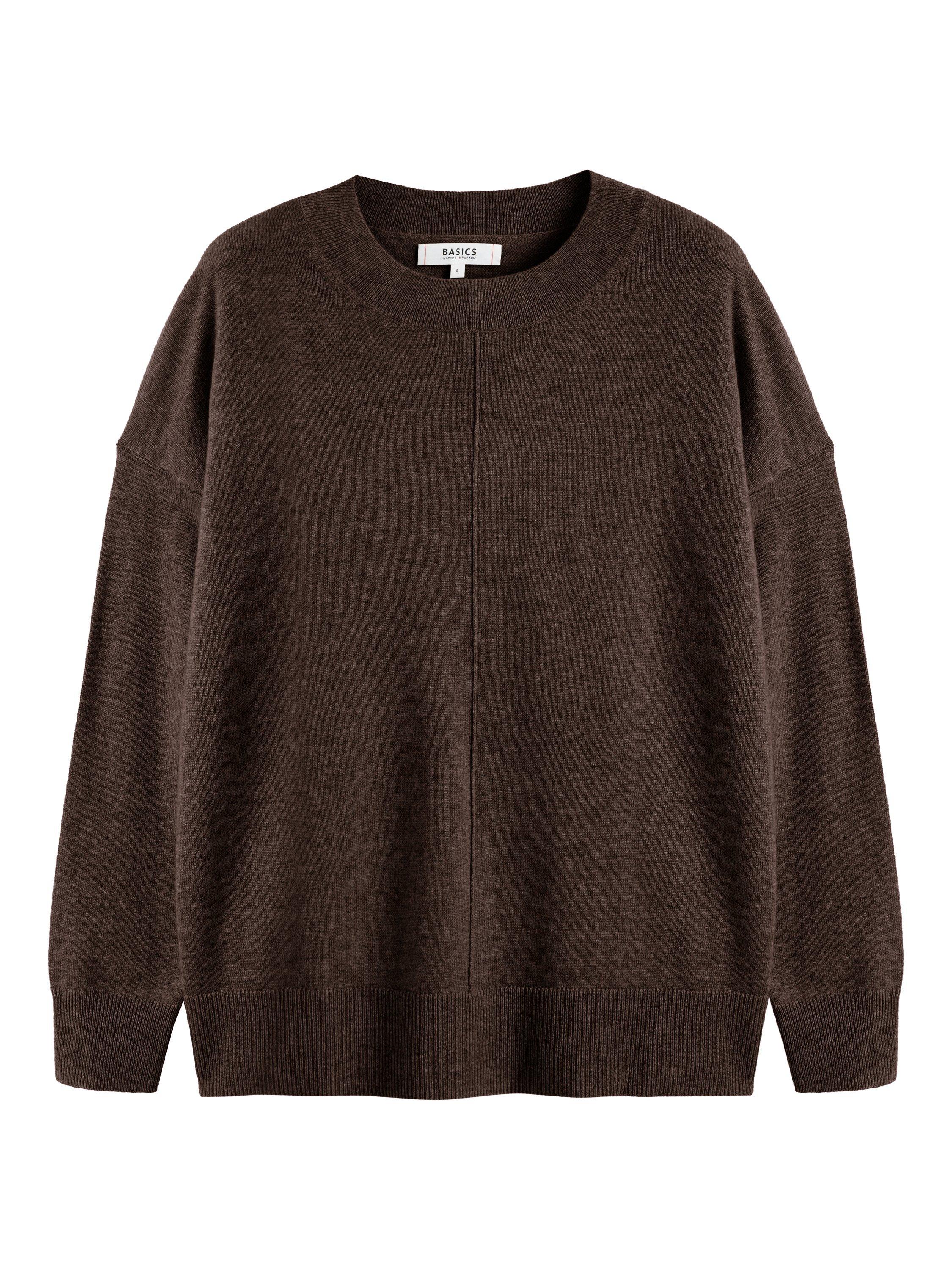 Product image 4 of 4, which shows Chinti & Parker Basics Cashmere Slouchy Jumper, Chocolate, XS