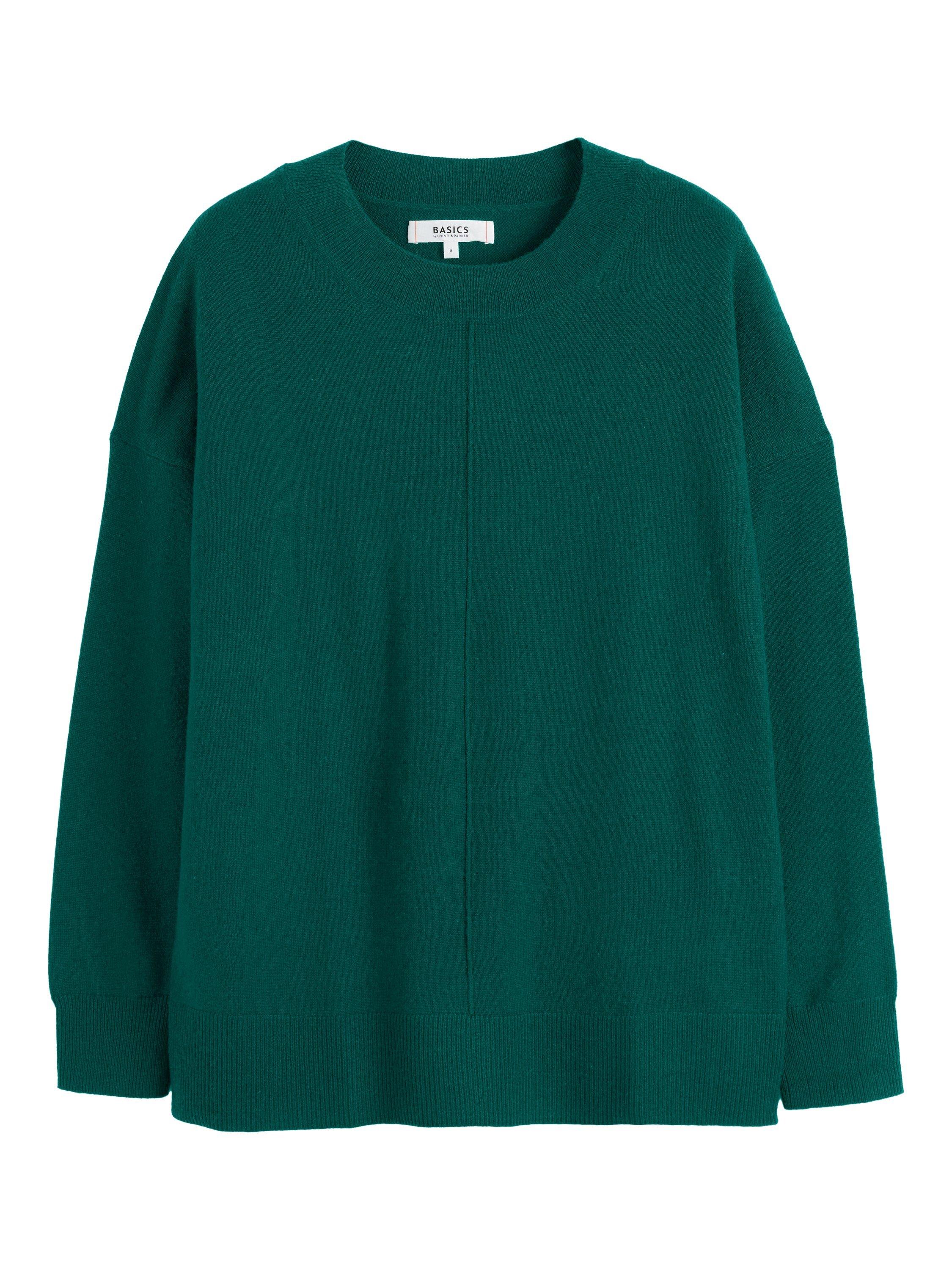 Product image 4 of 4, which shows Chinti & Parker Basics Cashmere Slouchy Jumper, Emerald, XS