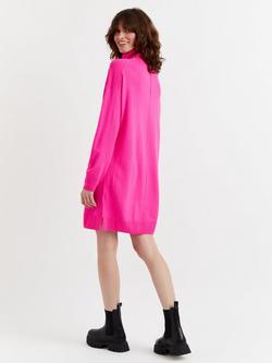 Chinti & Parker Roll Neck Wool Rich Jumper Dress - view 2, Hot Pink