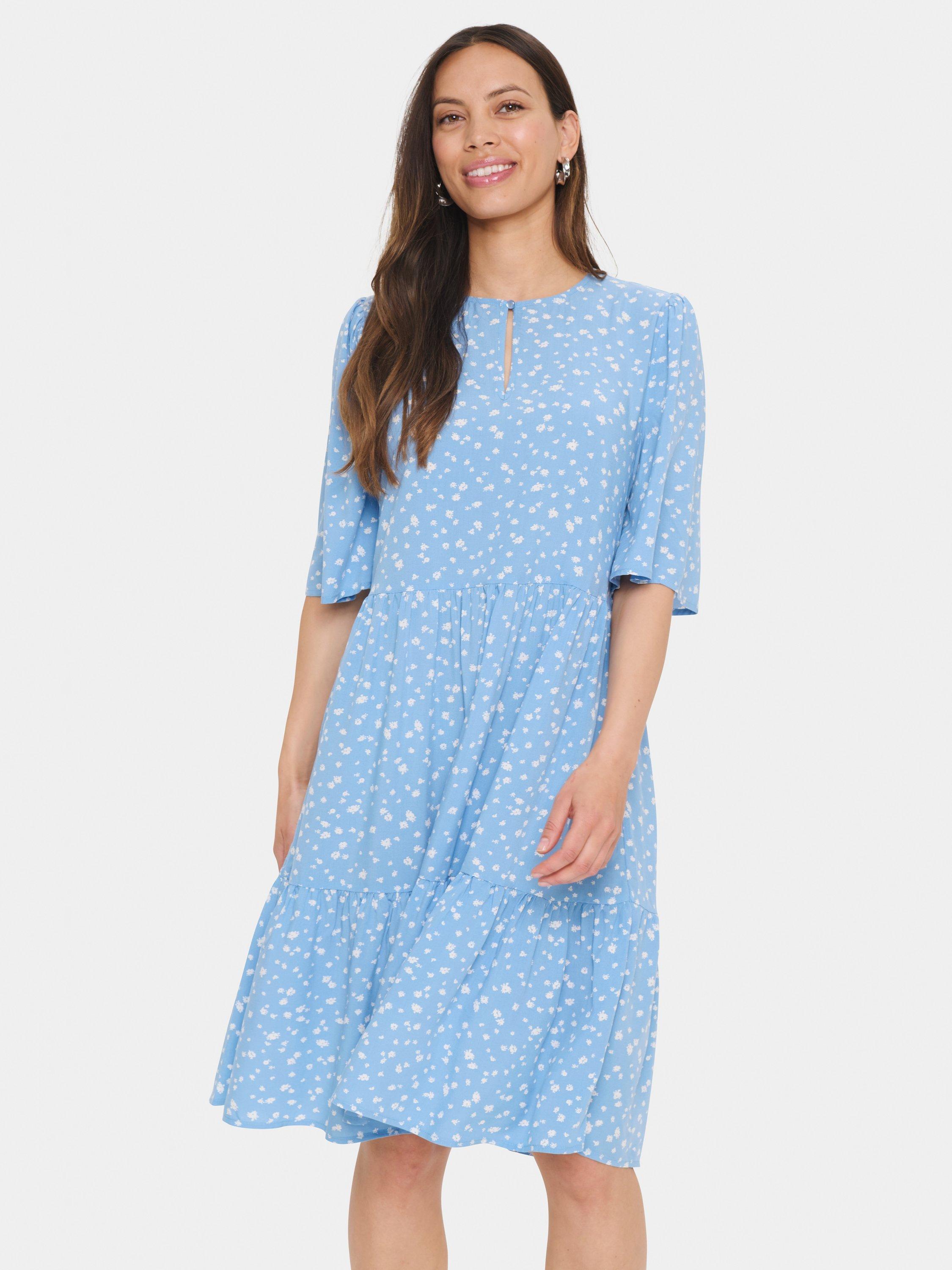 Product image 3 of 6, which shows Saint Tropez Eda Floral Tiered Dress, Blue/Multi, S