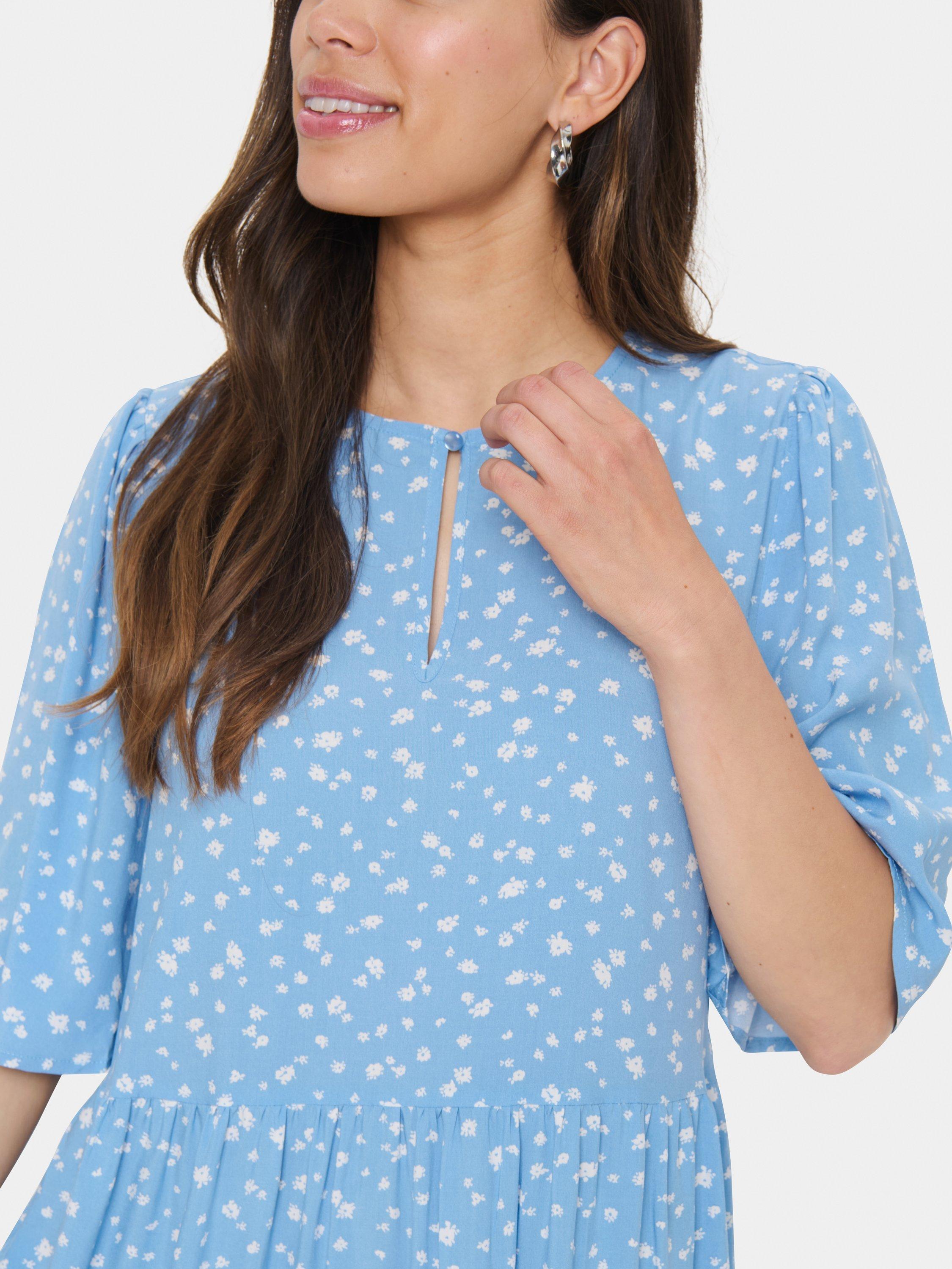 Product image 4 of 6, which shows Saint Tropez Eda Floral Tiered Dress, Blue/Multi, S