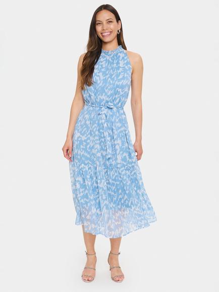 Saint Tropez Elfa Abstract Sleeveless Midi Dress, Pink/Multi, Blue/Multi