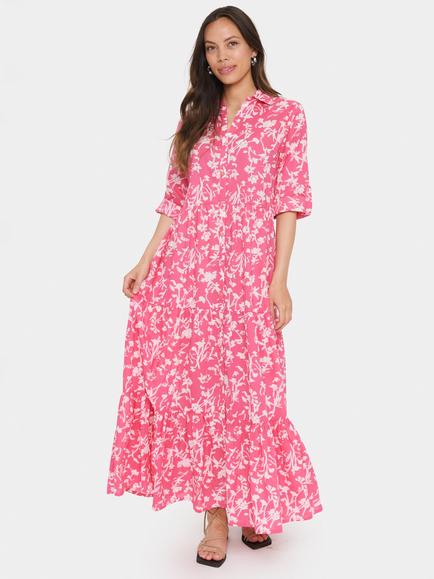 Saint Tropez Zus Floral Shirt Maxi Dress, Pink/Multi, Pink/Multi