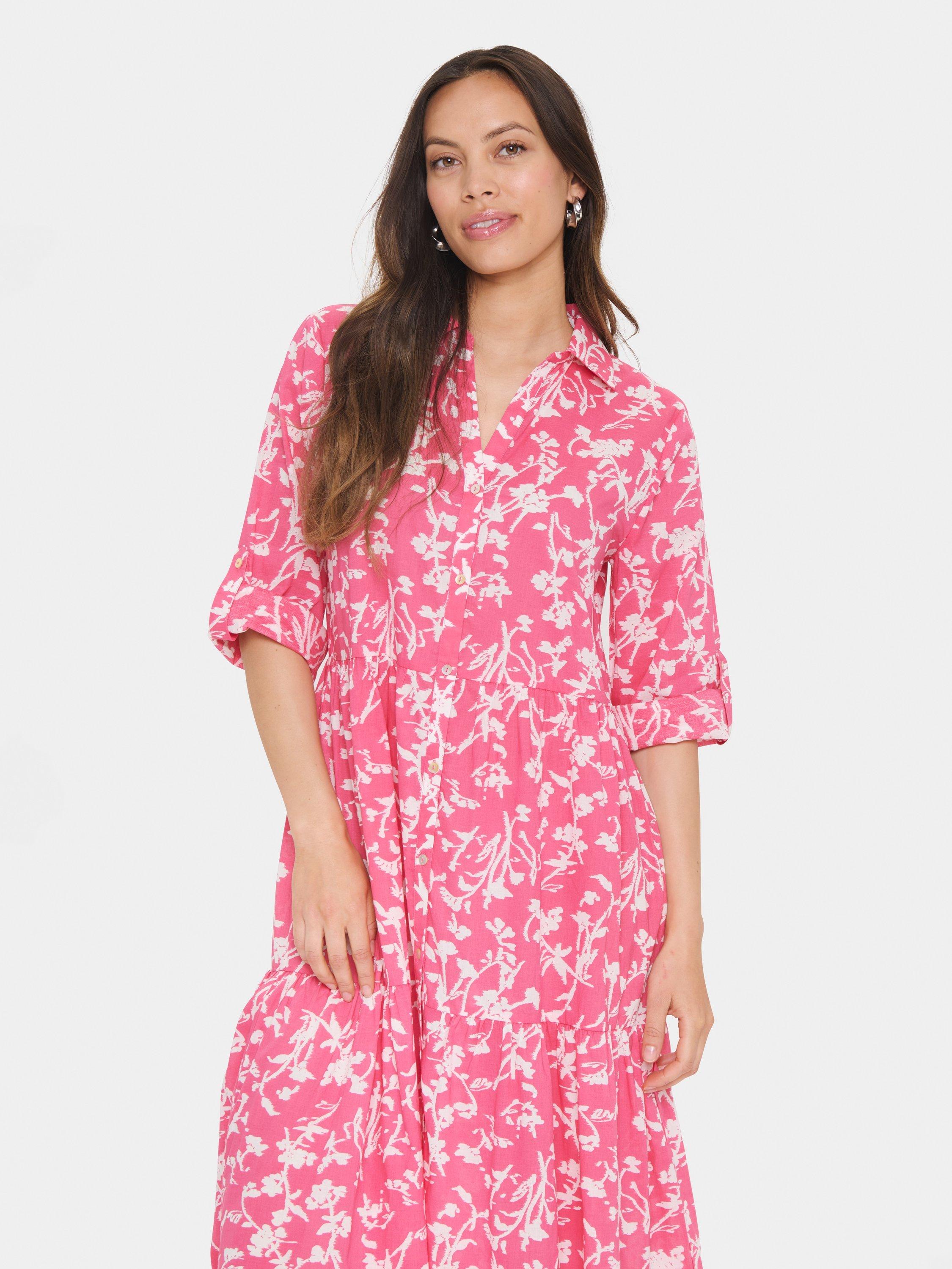 Product image 3 of 7, which shows Saint Tropez Zus Floral Shirt Maxi Dress, Pink/Multi, L