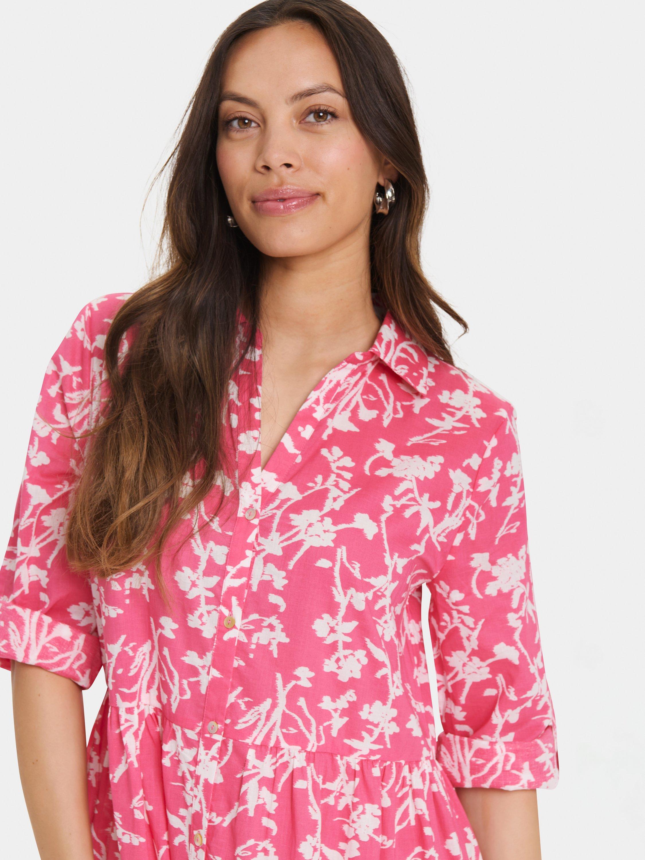 Product image 4 of 7, which shows Saint Tropez Zus Floral Shirt Maxi Dress, Pink/Multi, L