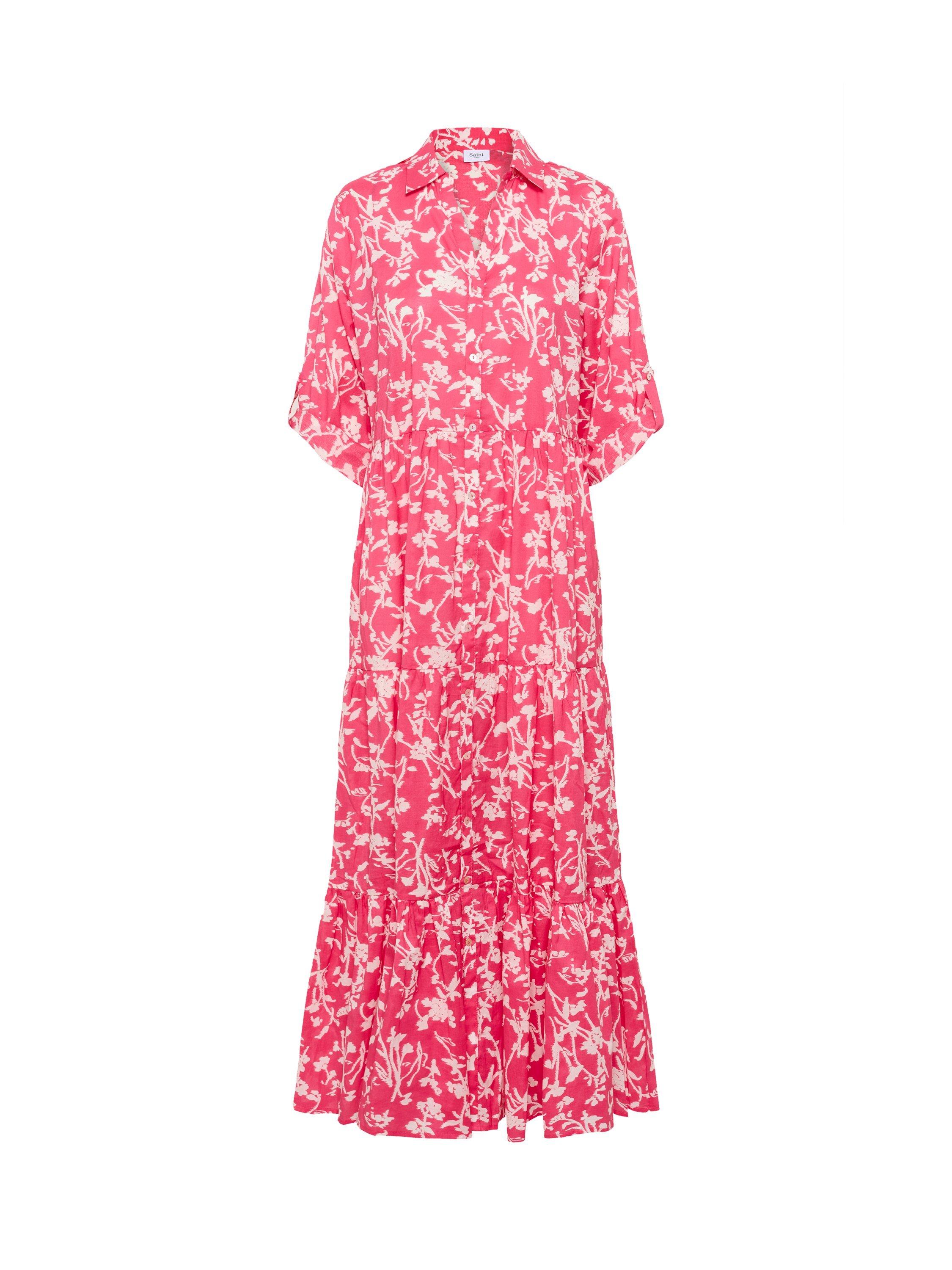 Product image 5 of 7, which shows Saint Tropez Zus Floral Shirt Maxi Dress, Pink/Multi, L