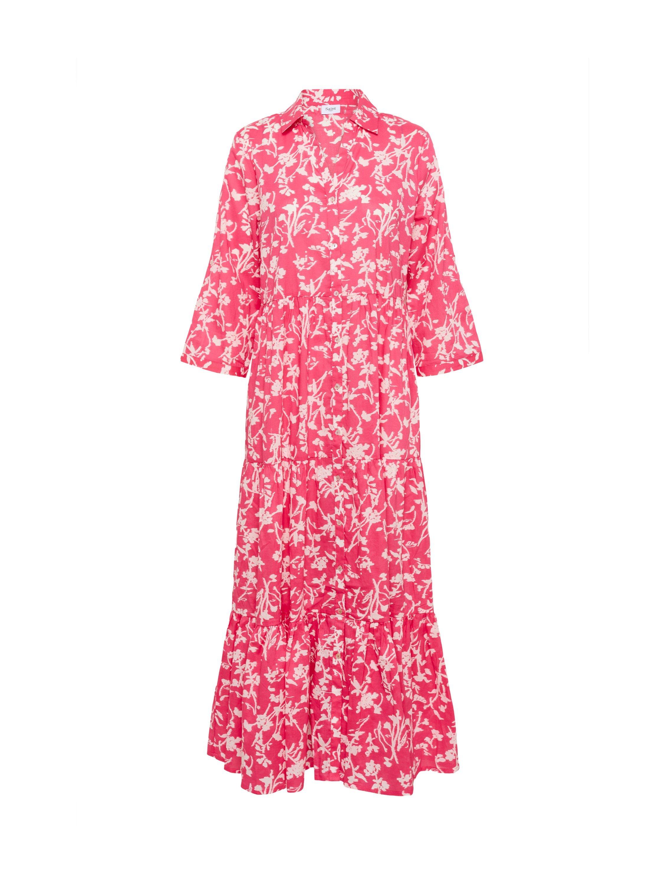 Product image 7 of 7, which shows Saint Tropez Zus Floral Shirt Maxi Dress, Pink/Multi, L