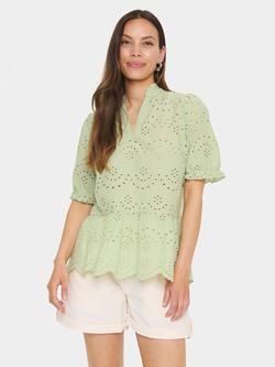 Saint Tropez Geleksa Cut Work Top, Mid Green, Mid Green