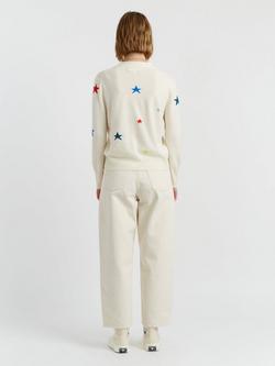 Chinti & Parker Wool Blend Star Design Long Sleeve V Neck Cardigan - view 2, Cream