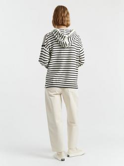 Chinti & Parker Cashmere Blend Stripe Heart Design Long Sleeve Breton Hoodie - view 2, Cream/Navy