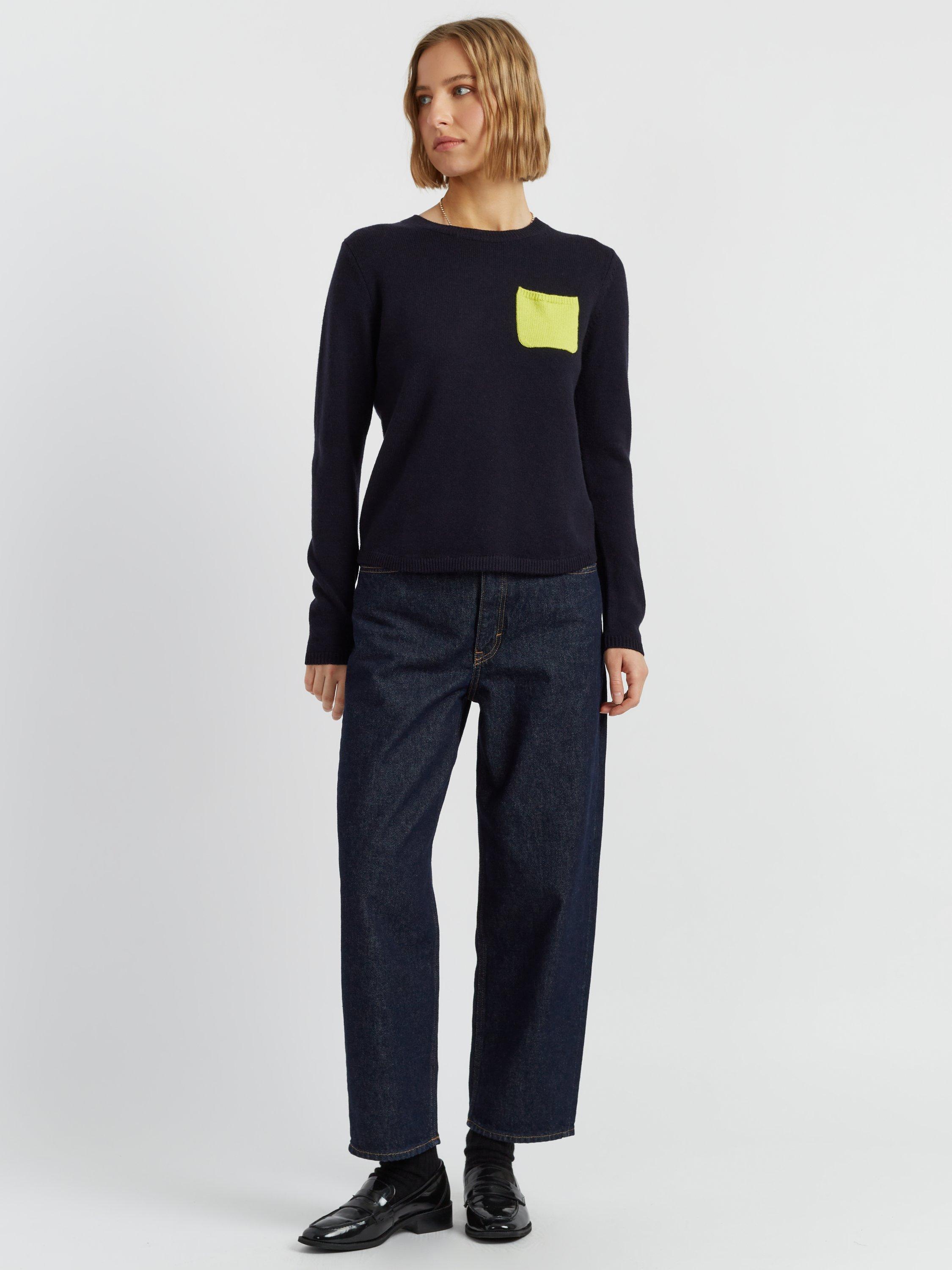 Product image 1 of 4, which shows Chinti & Parker One Pocket Wool & Cashmere Blend Sweater, Navy, XS