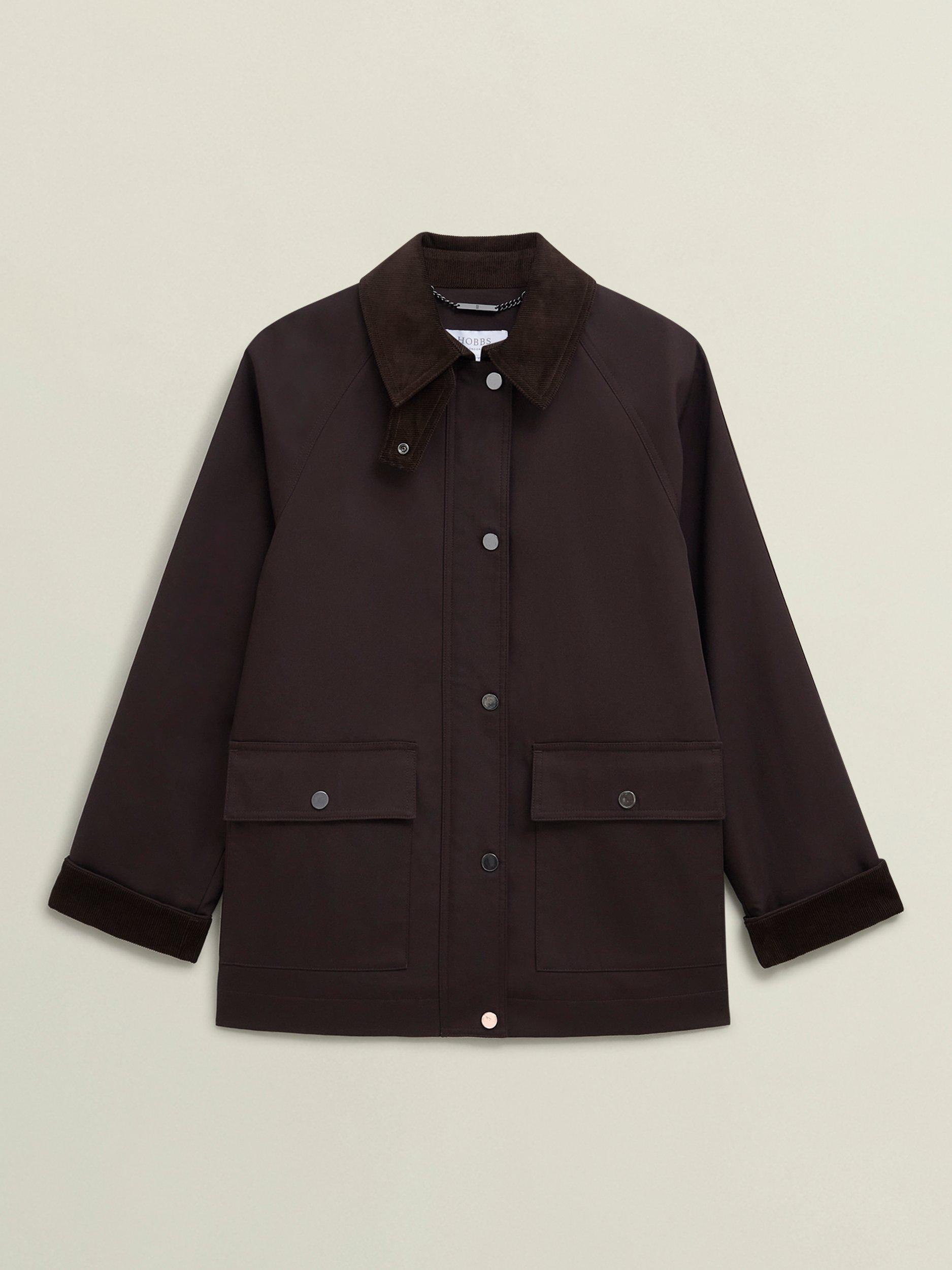 Product image 4 of 6, which shows Hobbs Gabby Utility Jacket, Chocolate, 8