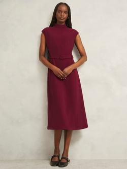 Hobbs Leslie Belted Midi Dress, Beryl Red, Beryl Red