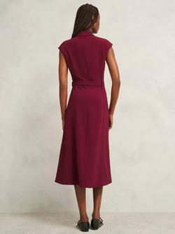 Hobbs Leslie Belted Midi Dress, Beryl Red - view 2, Beryl Red
