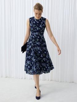 Hobbs Petite Ria Floral Dress, Midnight/Multi, Midnight/Multi