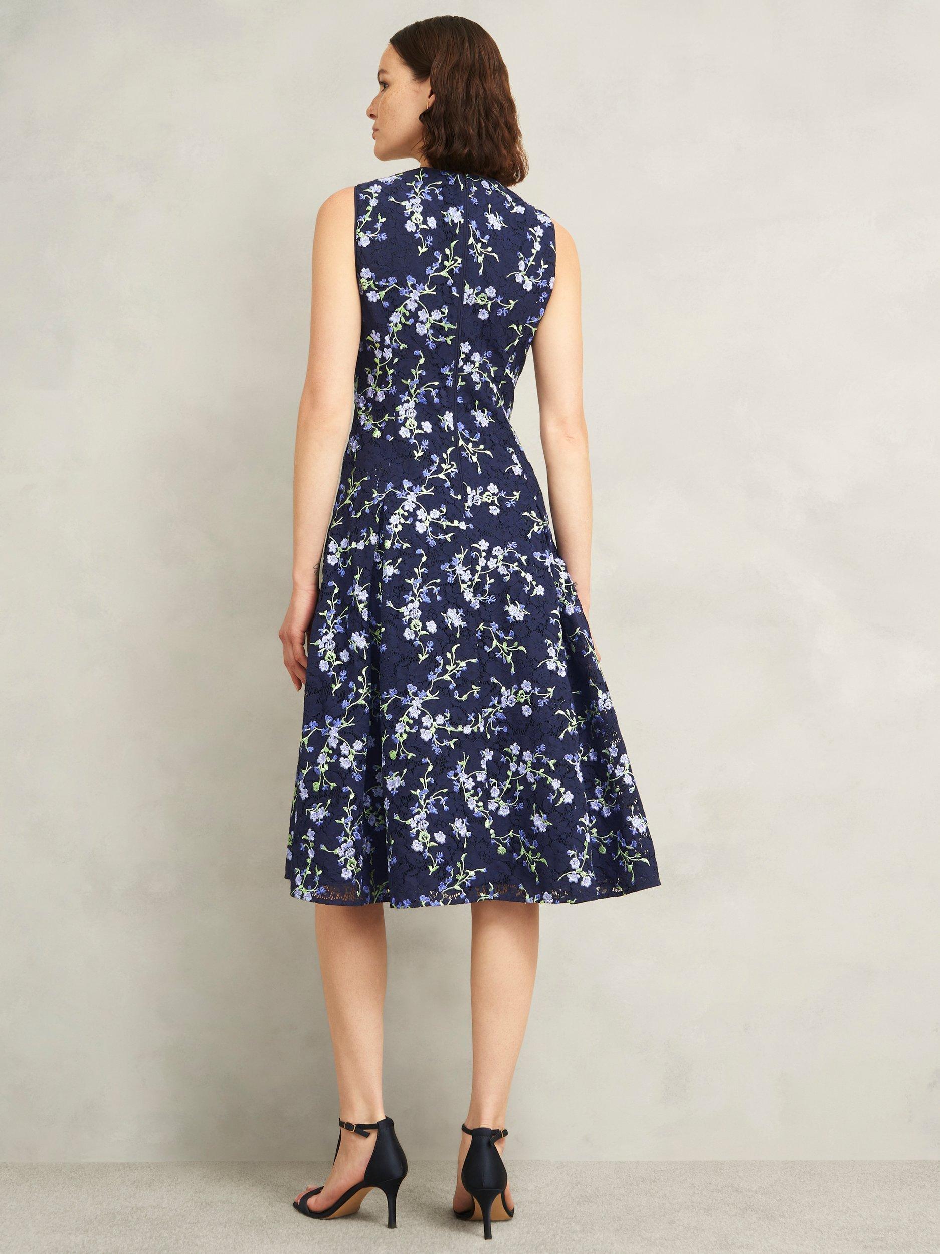 Product image 2 of 5, which shows Hobbs Petite Ria Floral Dress, Midnight/Multi, 10