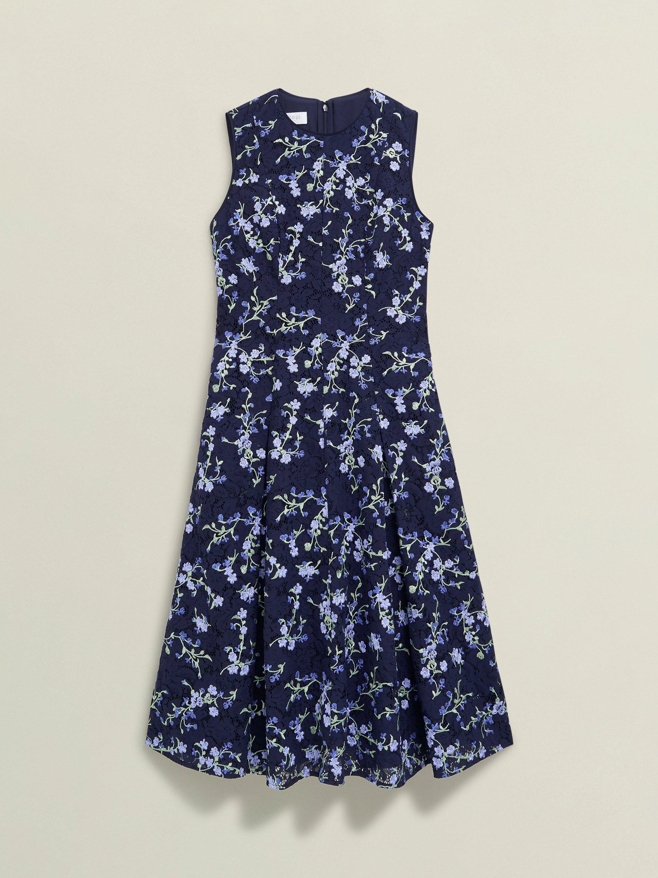 Product image 4 of 5, which shows Hobbs Petite Ria Floral Dress, Midnight/Multi, 10