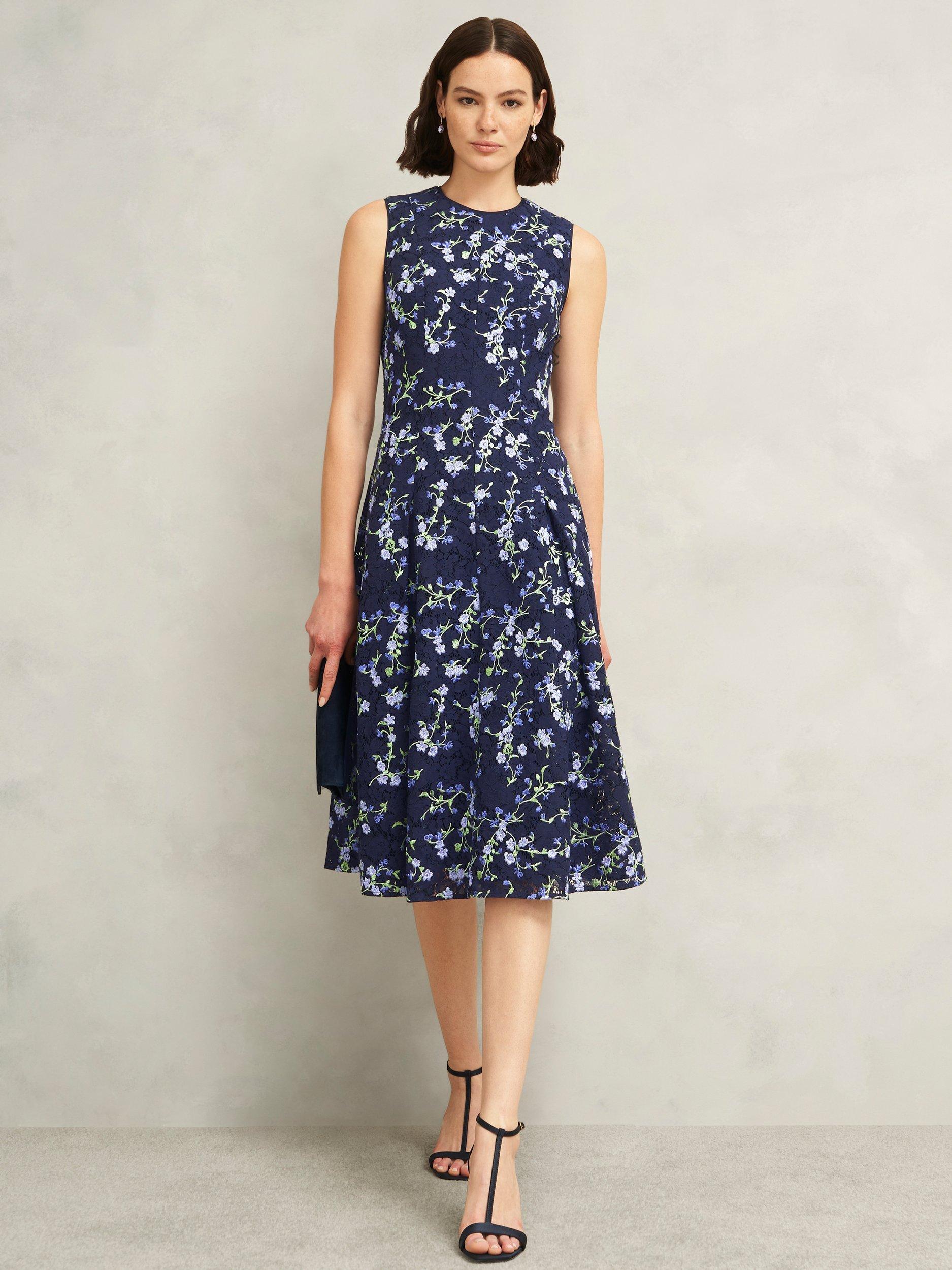 Product image 5 of 5, which shows Hobbs Petite Ria Floral Dress, Midnight/Multi, 10
