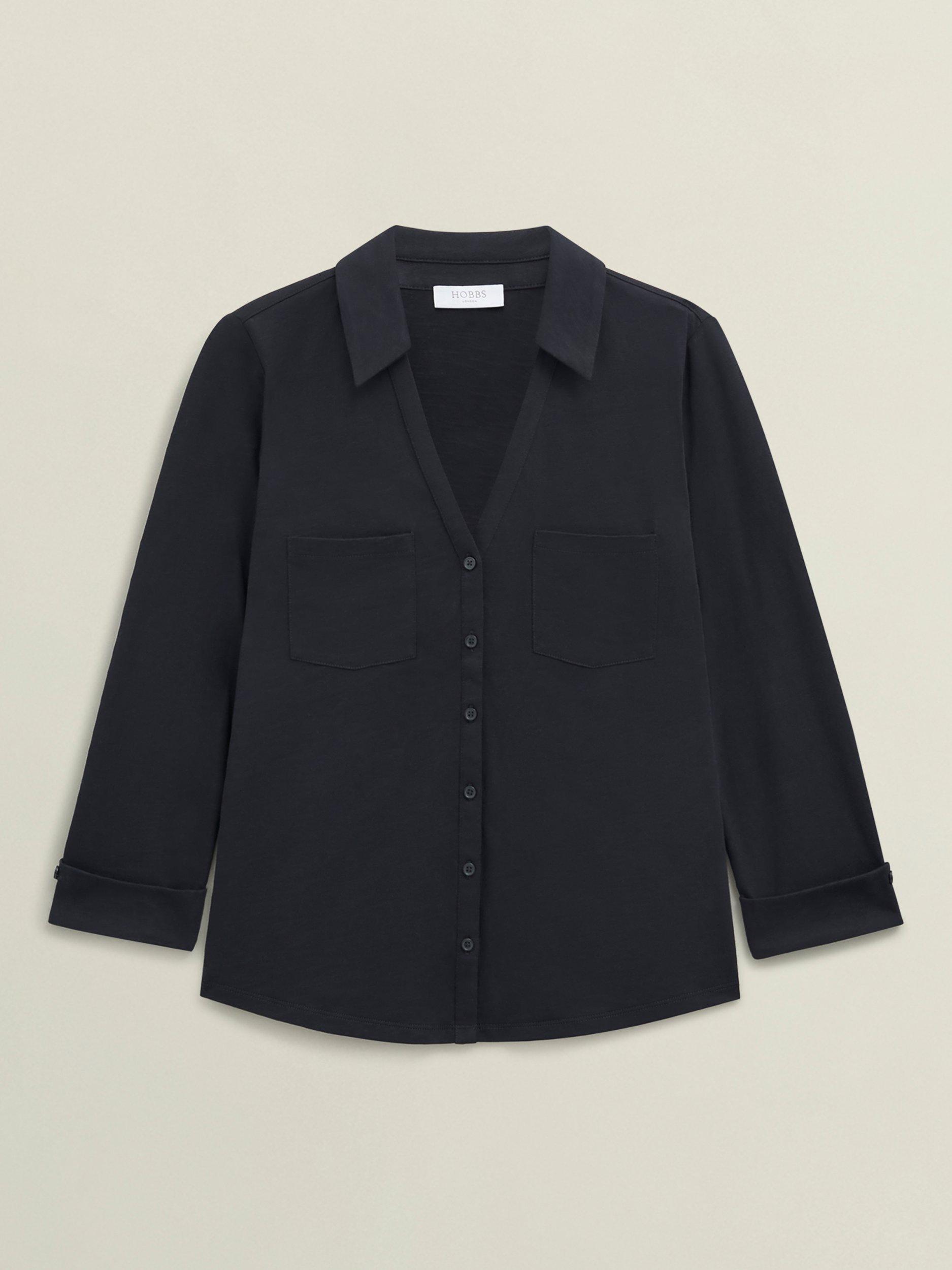 Product image 4 of 6, which shows Hobbs Zariah Slub Shirt, Hobbs Navy, XS