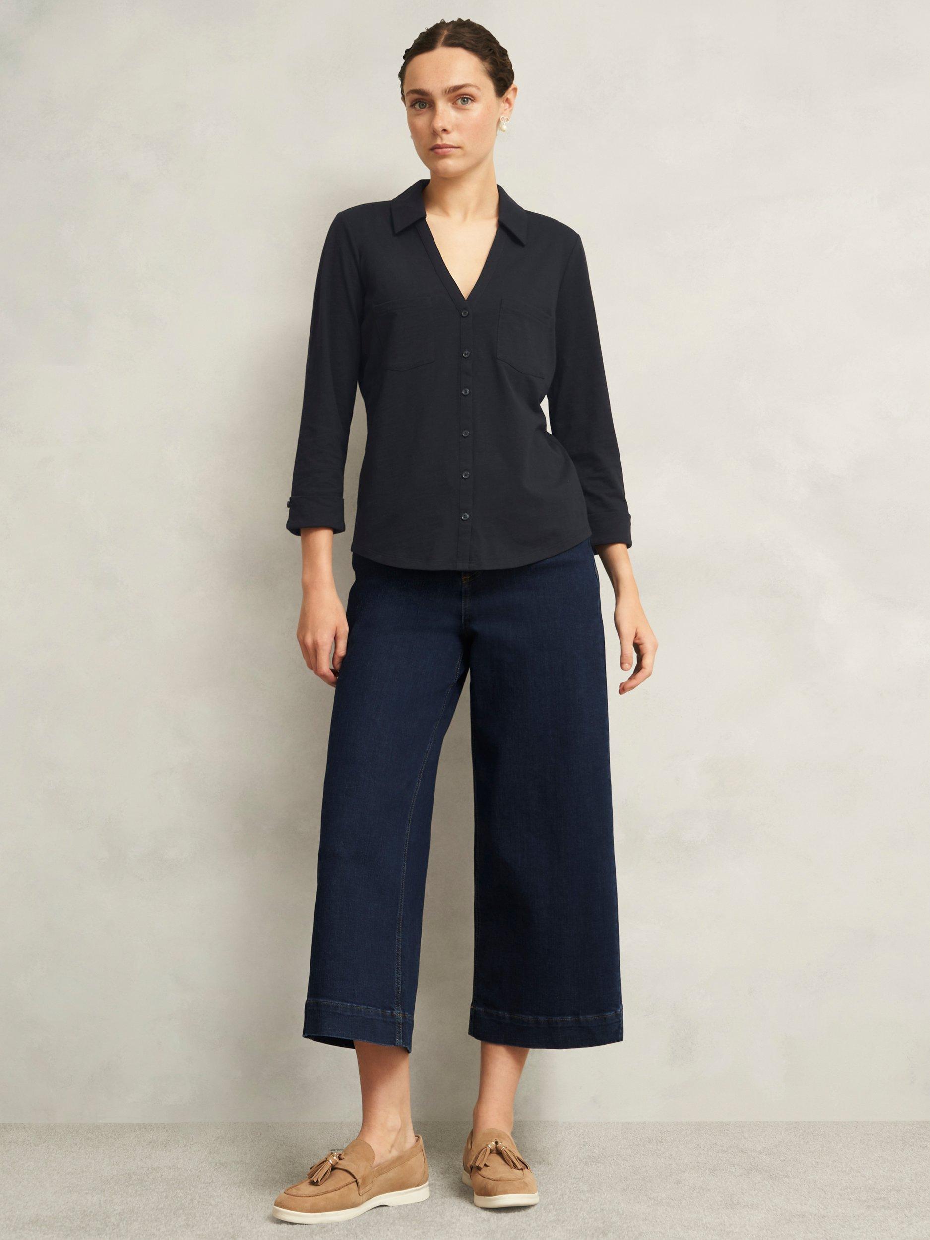 Product image 5 of 6, which shows Hobbs Zariah Slub Shirt, Hobbs Navy, XS