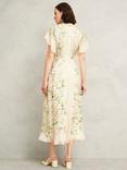 Hobbs Petite Kim Watercolour Floral Pure Silk Dress, Cream/Multi
