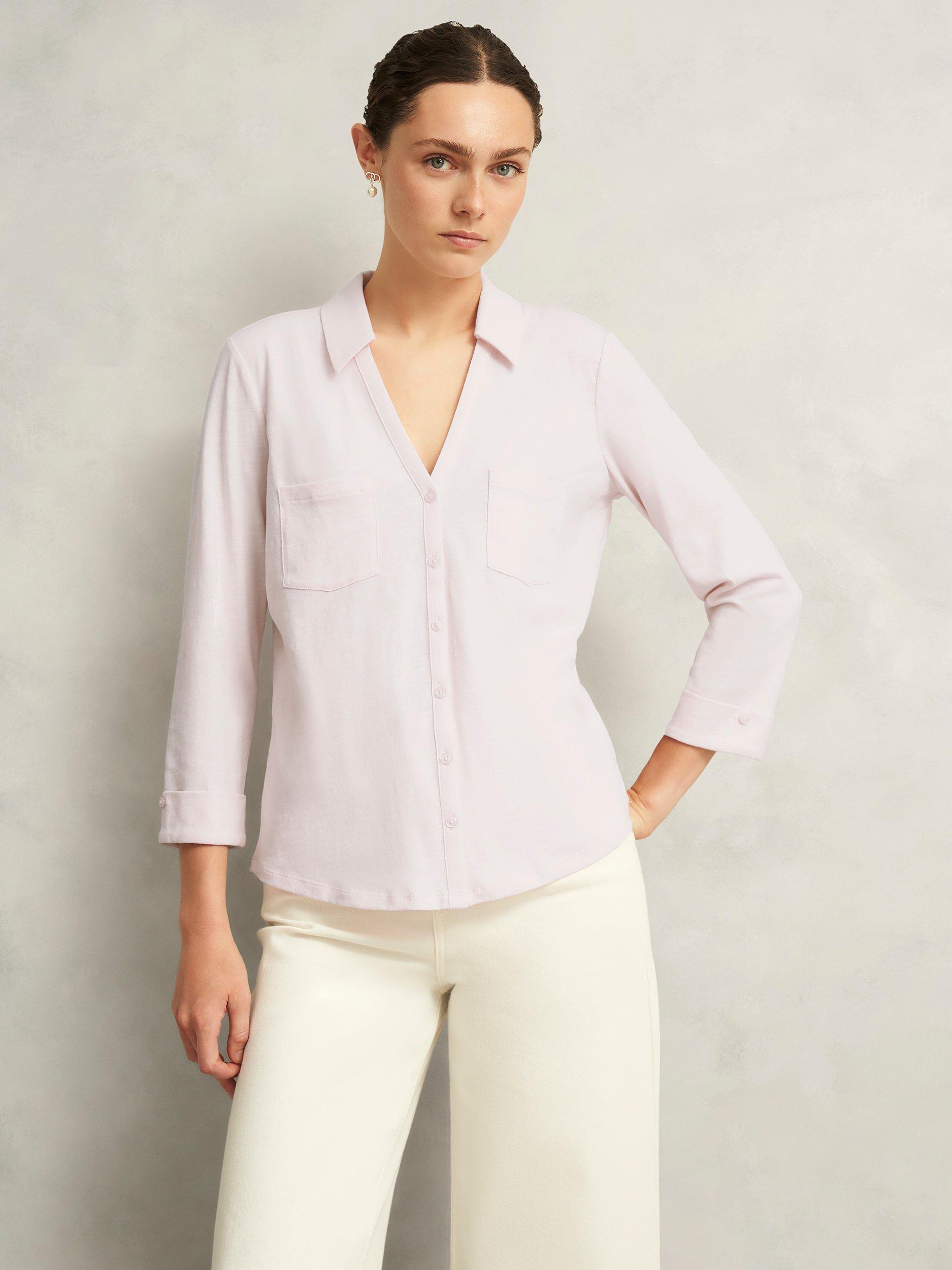 Product image 1 of 6, which shows Hobbs Zariah Slub Shirt, Pale Pink, XS