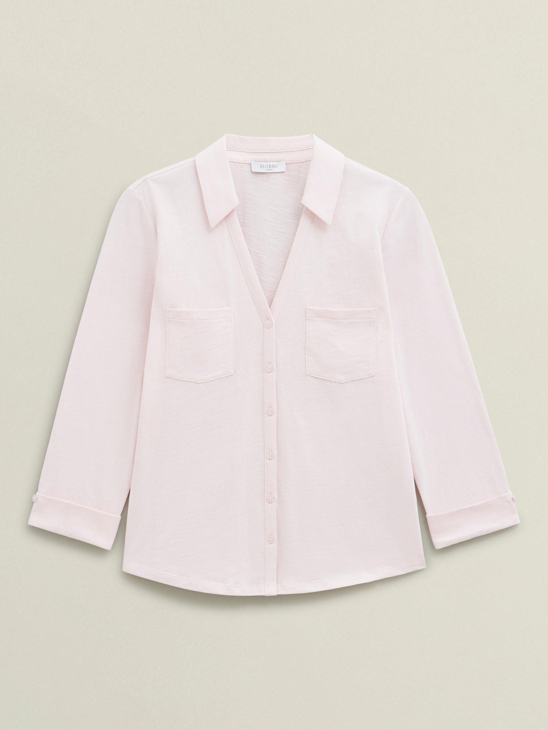 Product image 4 of 6, which shows Hobbs Zariah Slub Shirt, Pale Pink, XS