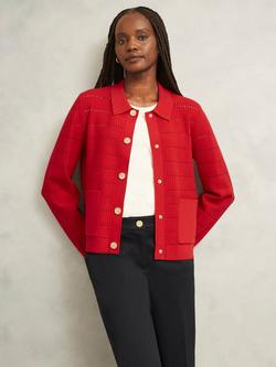 Hobbs Tessa Knitted Jacket, Petunia Red, Petunia Red
