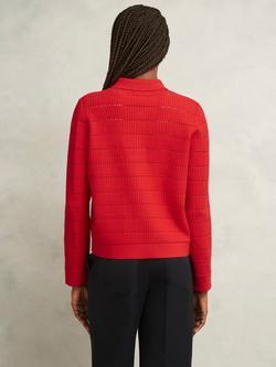 Hobbs Tessa Knitted Jacket, Petunia Red - view 2, Petunia Red