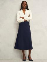 Reiss Meagan Suede Leather Drawstring A-Line Skirt, Neutral