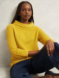 Hobbs Camilla Cable Knit Sleeve Jumper, Gold Chartreuse