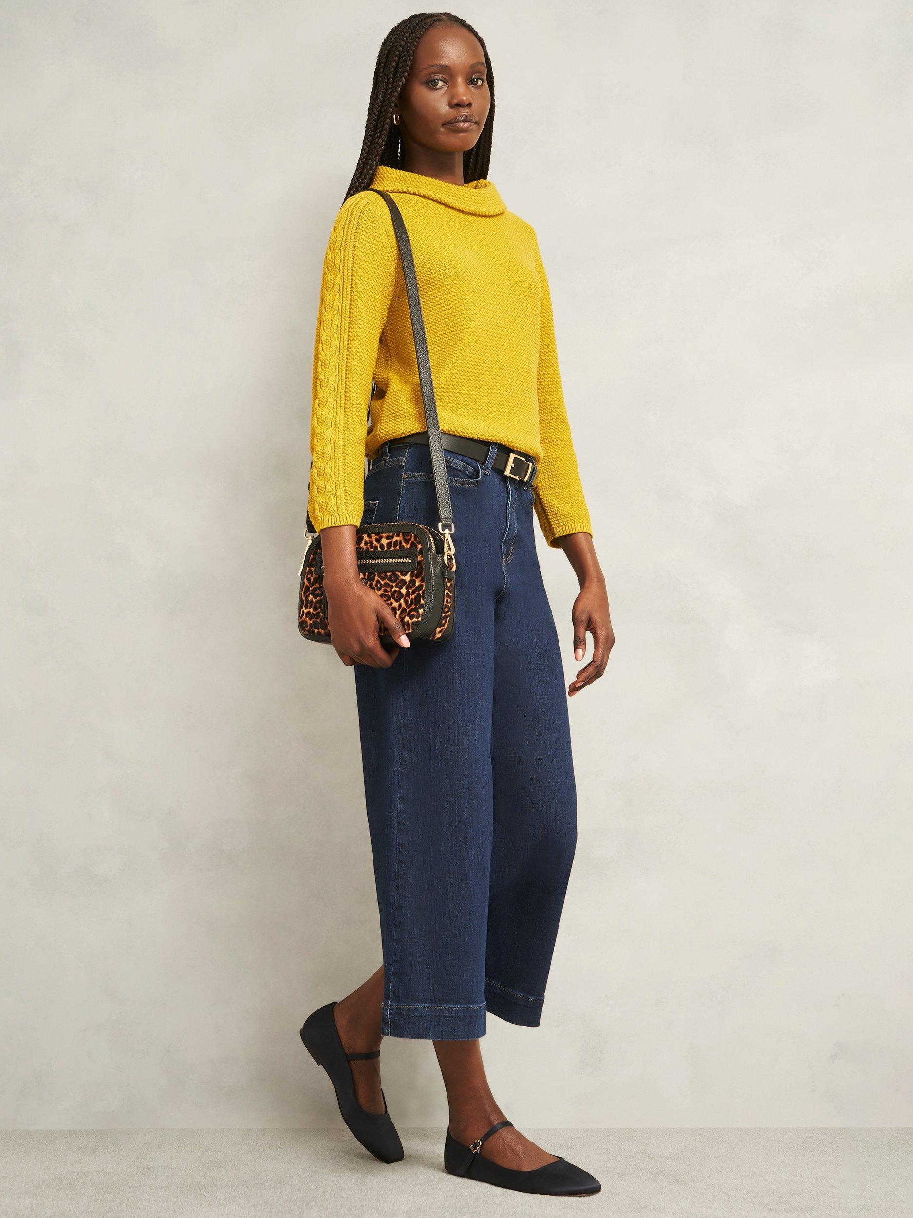 Product image 5 of 5, which shows Hobbs Camilla Cable Knit Sleeve Jumper, Gold Chartreuse, L