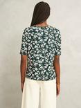 Hobbs Jacqueline Floral Top, Green/Ivory