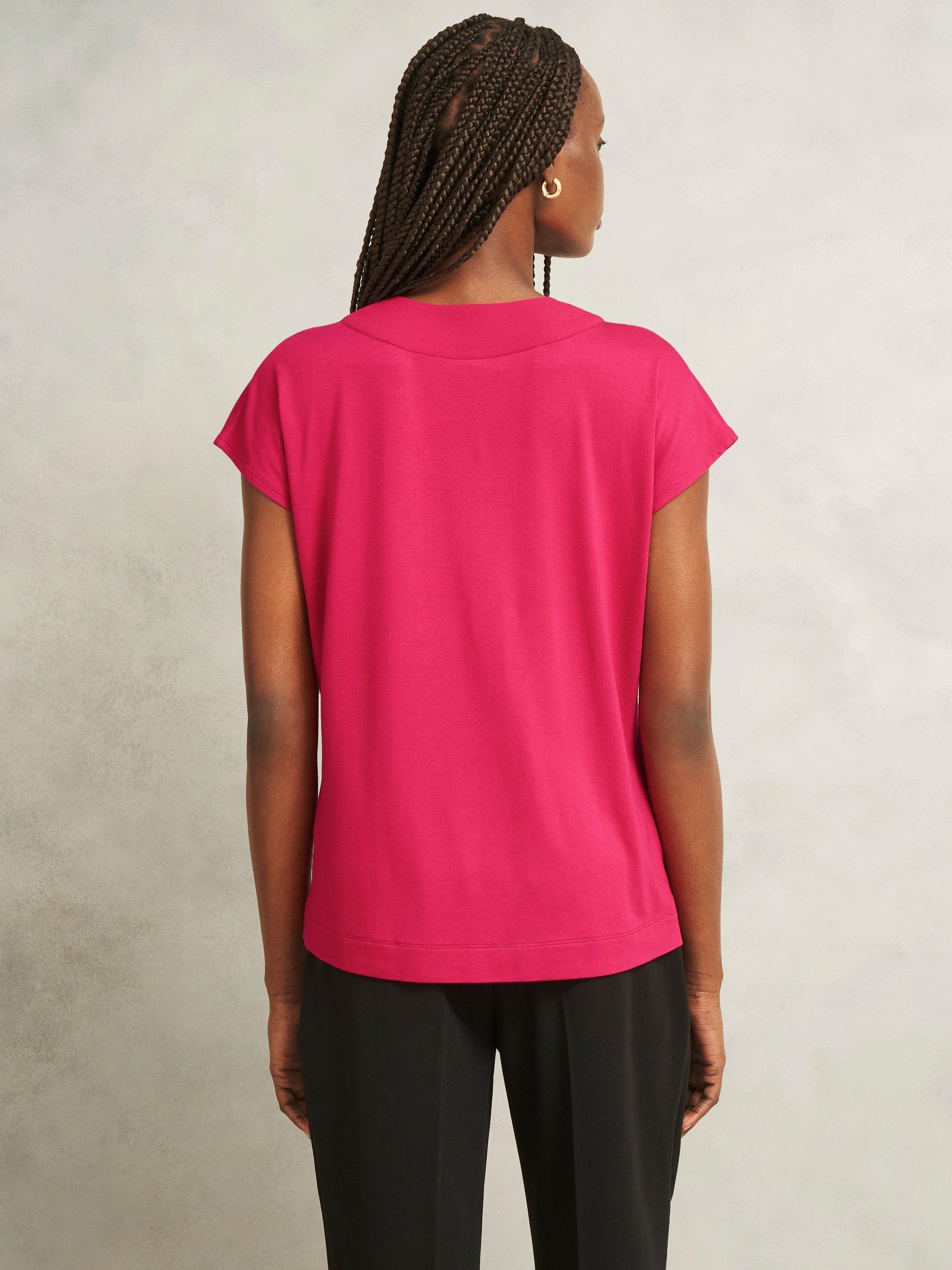 Product image 2 of 6, which shows Hobbs Jonie V-Neck Top, Granita Pink, XS