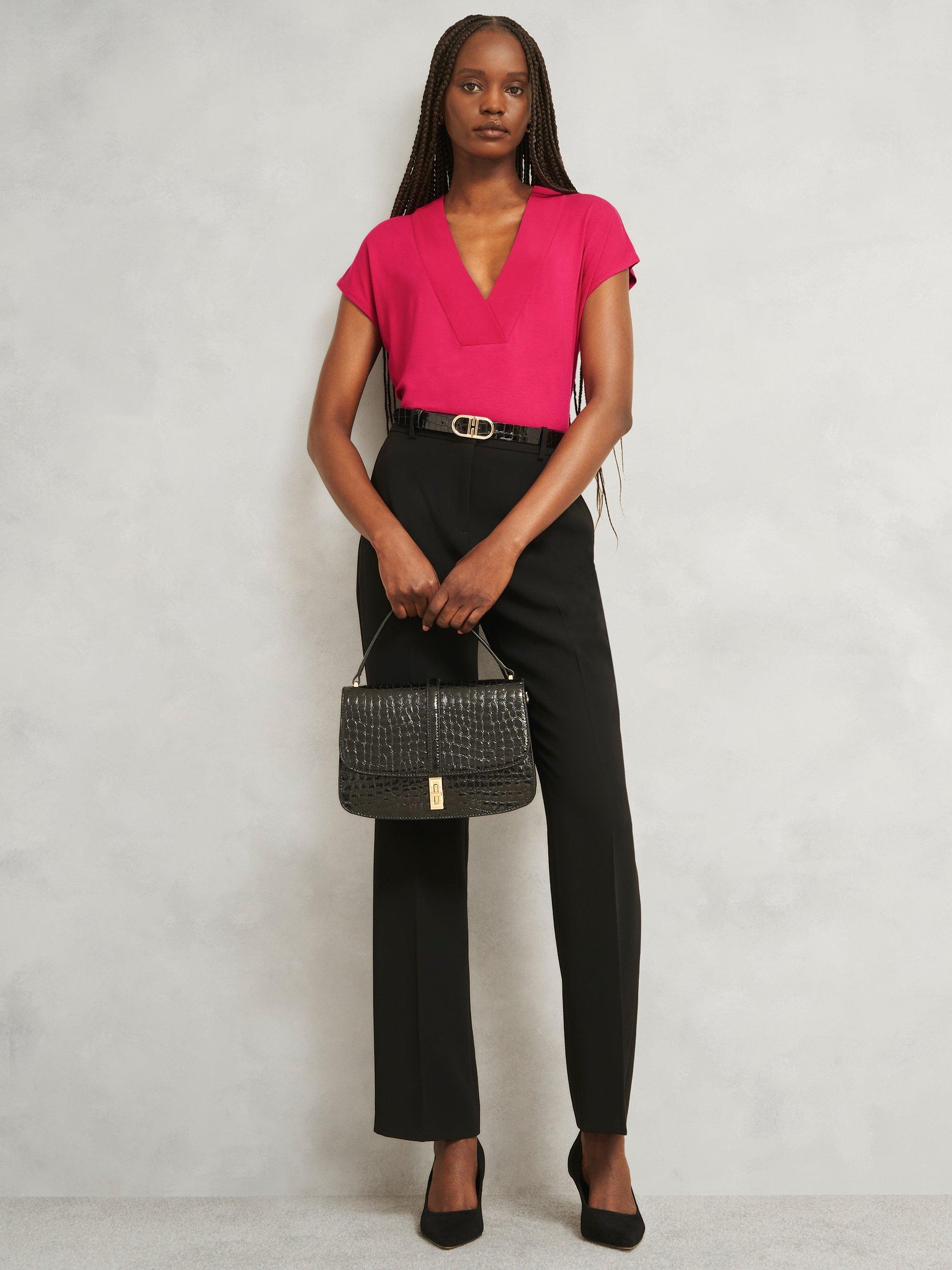 Product image 6 of 6, which shows Hobbs Jonie V-Neck Top, Granita Pink, XS